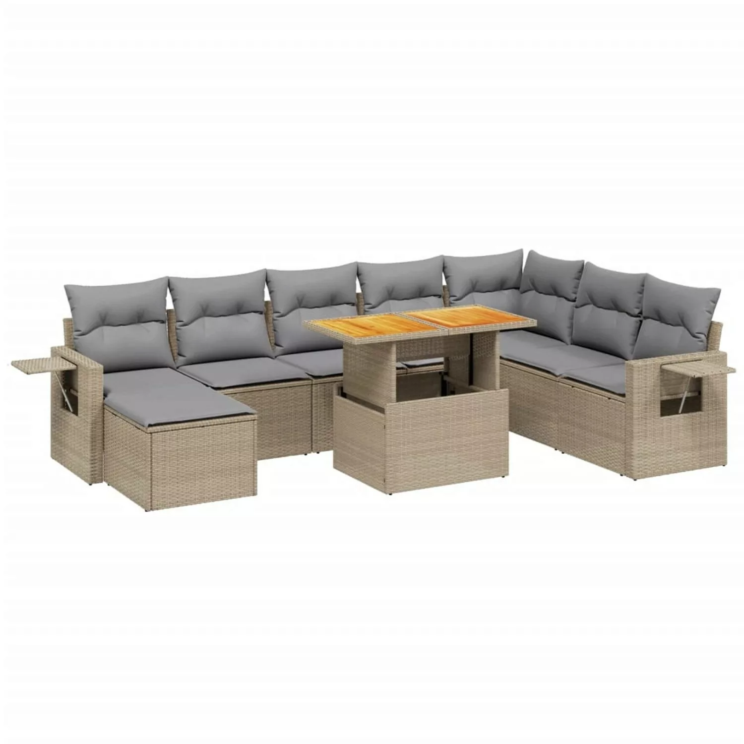 vidaXL 9-tlg Garten-Sofagarnitur mit Kissen Beige Poly Rattan Modell 236 günstig online kaufen