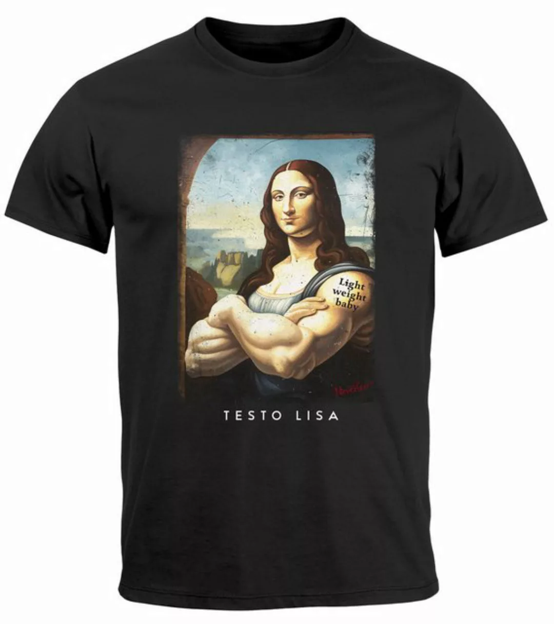 MoonWorks Print-Shirt Herren T-Shirt Print Aufdruck Mona Lisa Parodie Meme günstig online kaufen