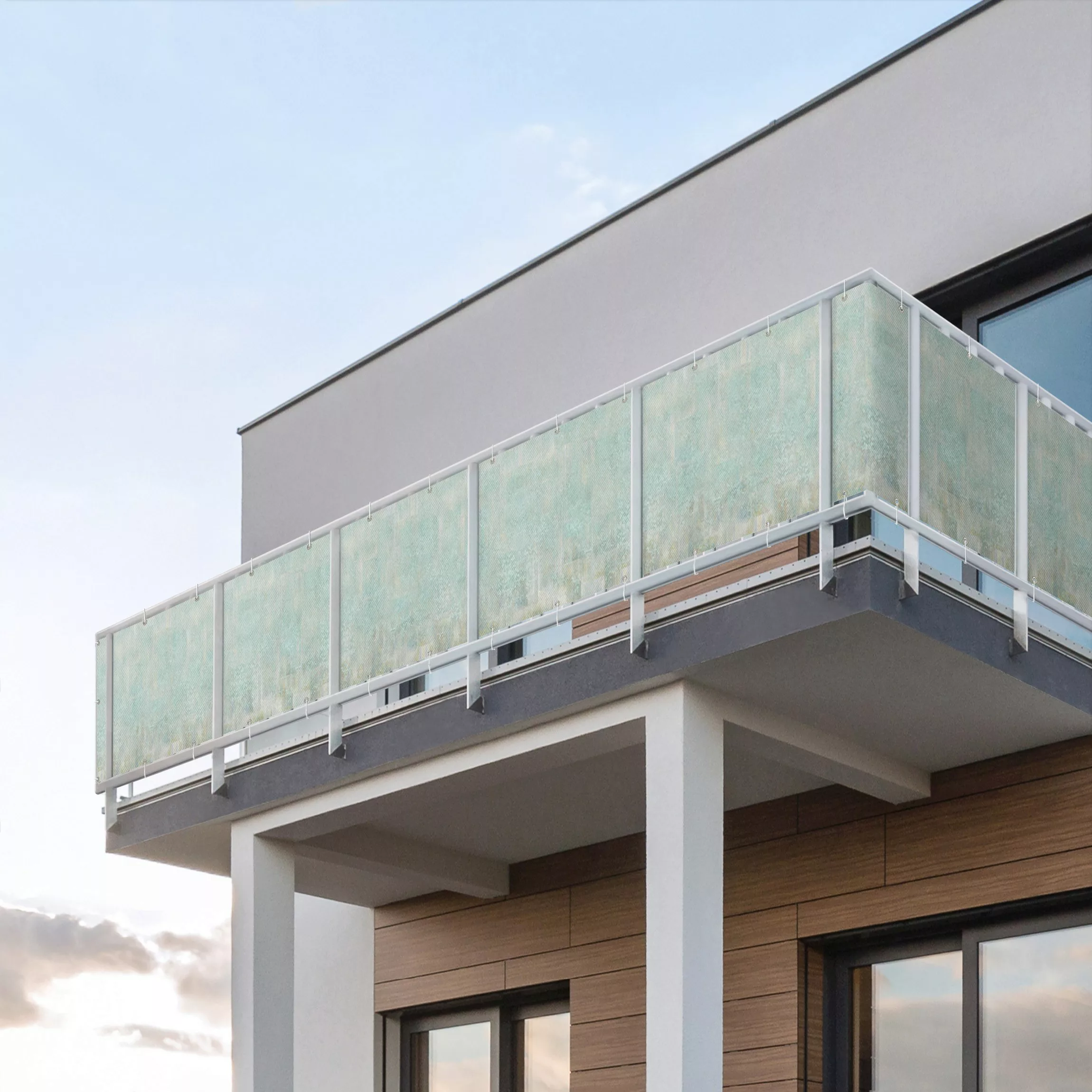 Balkon Sichtschutz Rustikales Betonmuster Mint günstig online kaufen