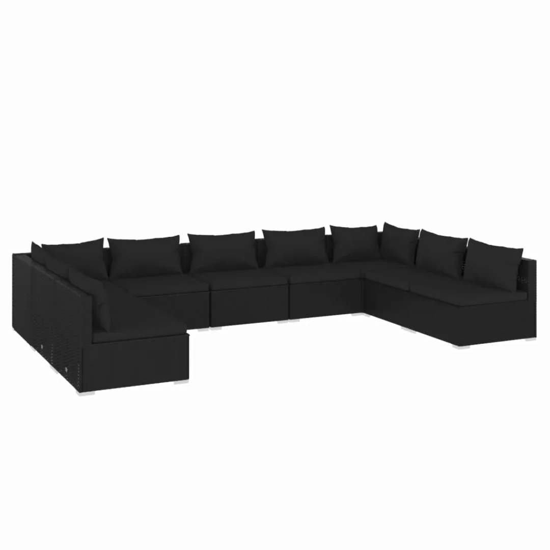 Vidaxl 9-tlg. Garten-lounge-set Mit Kissen Poly Rattan Schwarz günstig online kaufen