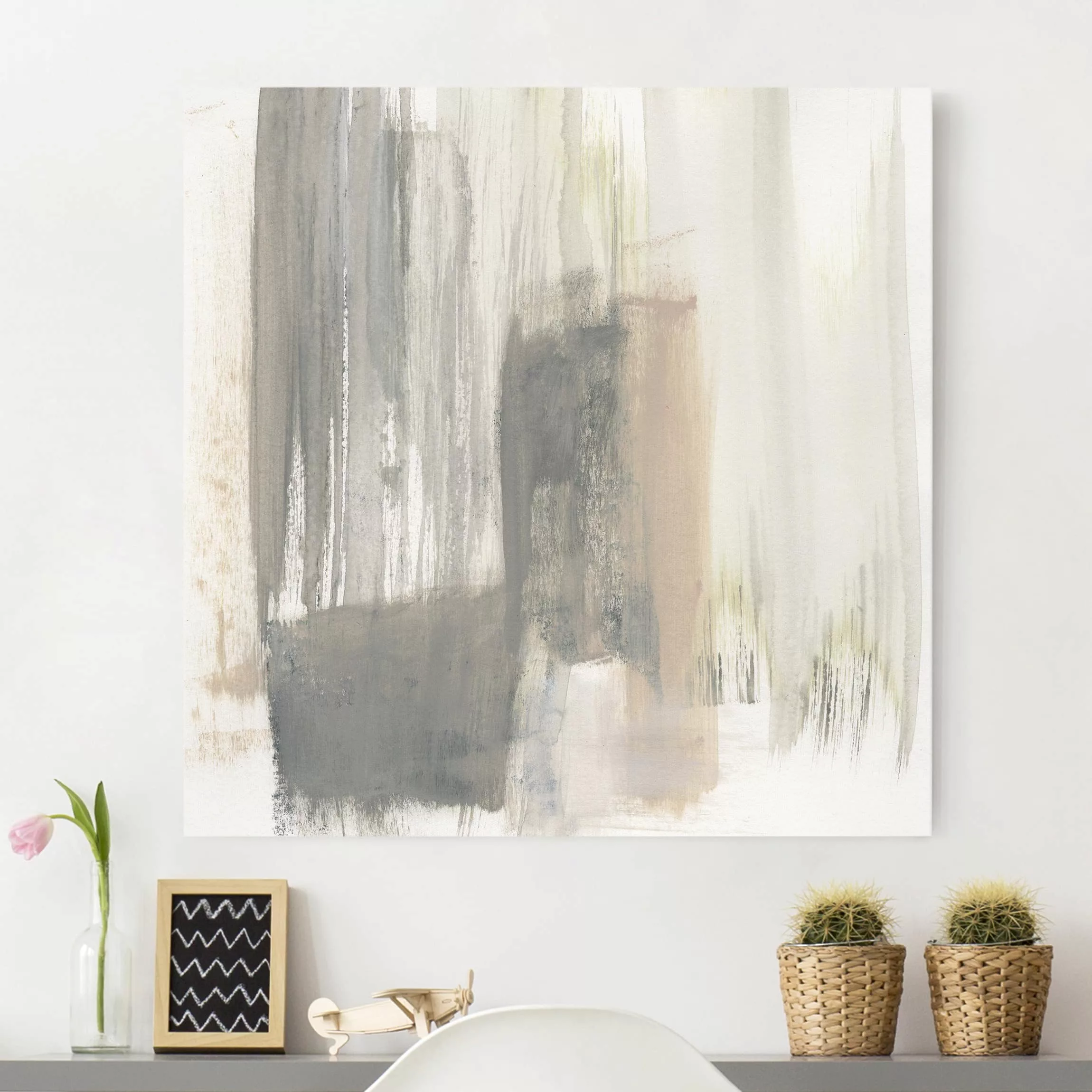 Leinwandbild Abstrakt - Quadrat Ein Hauch von Pastell I günstig online kaufen