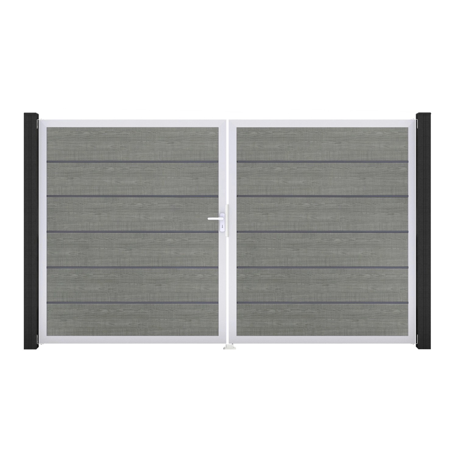 GroJa Tor 2-flg. Basicline Premium Grey Ash Cut EV1 306 cm x 180 cm DIN Lin günstig online kaufen