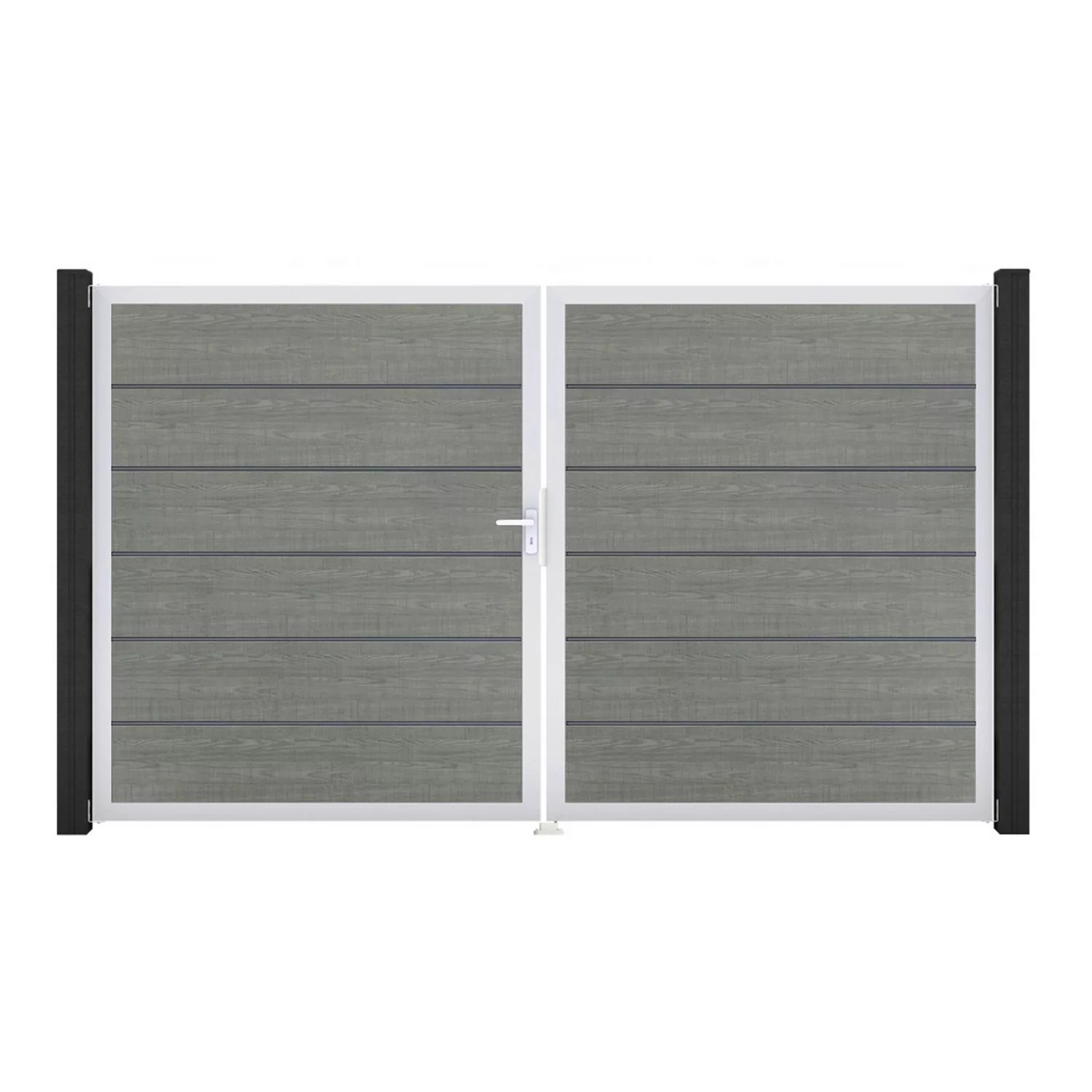 GroJa Tor 2-flg. Basicline Premium Grey Ash Cut EV1 306 cm x 180 cm DIN Lin günstig online kaufen