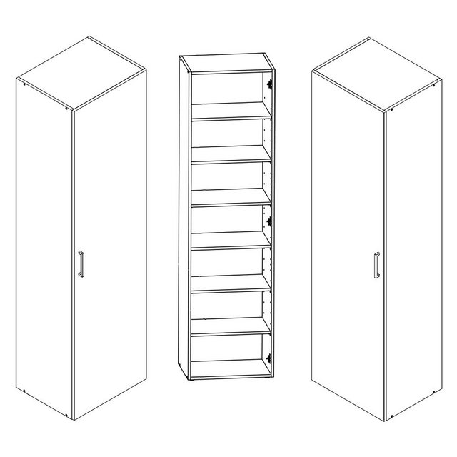 Lomadox Mehrzweckschrank MIAMI-43 weiß/Betonoptik, 6 Einlegeböden, ca. 40/1 günstig online kaufen