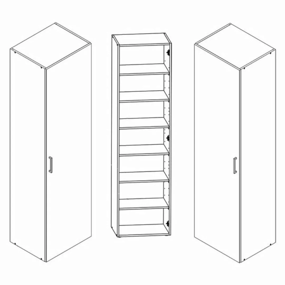 Lomadox Mehrzweckschrank MIAMI-43 weiß/Betonoptik, 6 Einlegeböden, ca. 40/1 günstig online kaufen