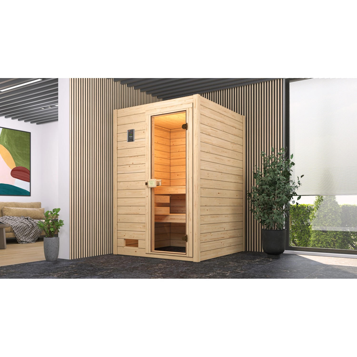 Weka Massivholzsauna Valida 1 Sparset 3,6 kW BioS Glastür günstig online kaufen