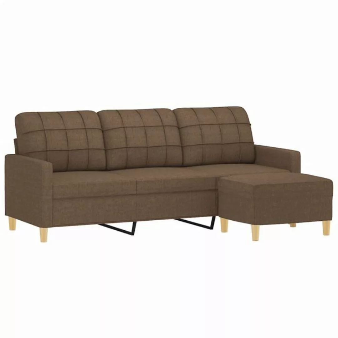 vidaXL Sofa 3-Sitzer-Sofa mit Hocker Braun 180 cm Stoff günstig online kaufen