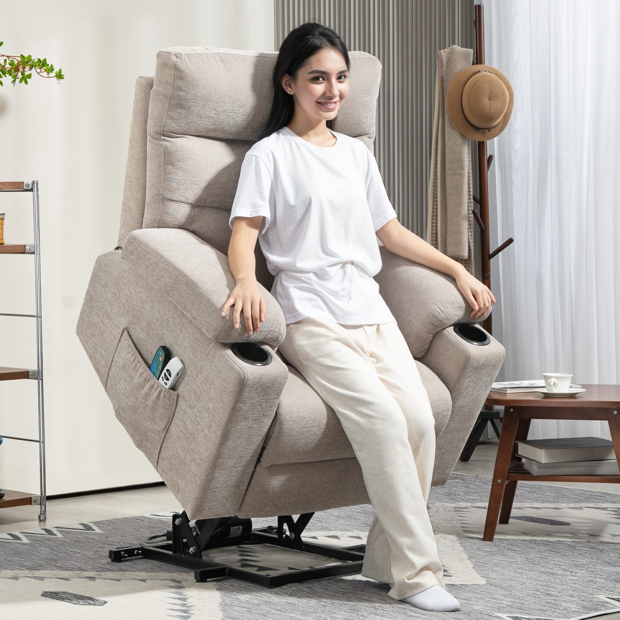 HOMCOM Massagesessel Aufstehsessel mit 8 Vibrationsmassagepunkte günstig online kaufen