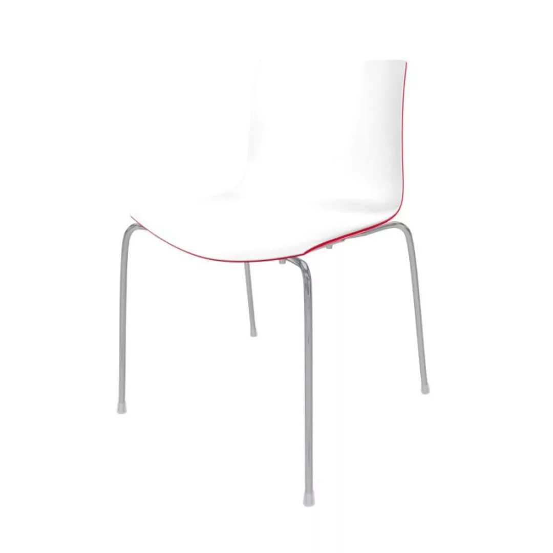 Arper - Catifa 46 0251 Stuhl zweifarbig Gestell Chrom - weiß/rot/Außenschal günstig online kaufen