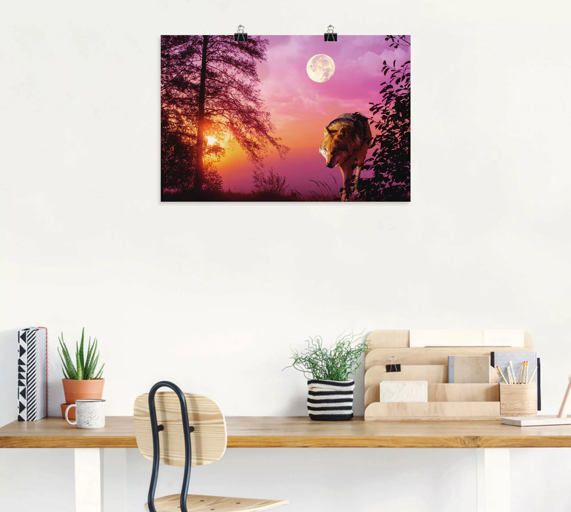 Artland Wandbild "Wolf im Vollmond", Wolfbilder, (1 St.), als Alubild, Outd günstig online kaufen