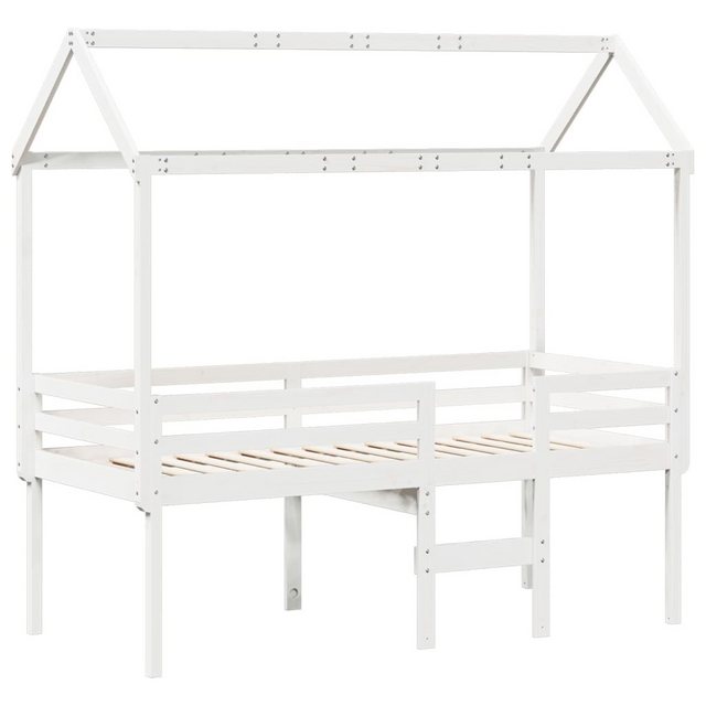 vidaXL Bett Hochbett mit Dach Weiß 75x190 cm Massivholz Kiefer günstig online kaufen