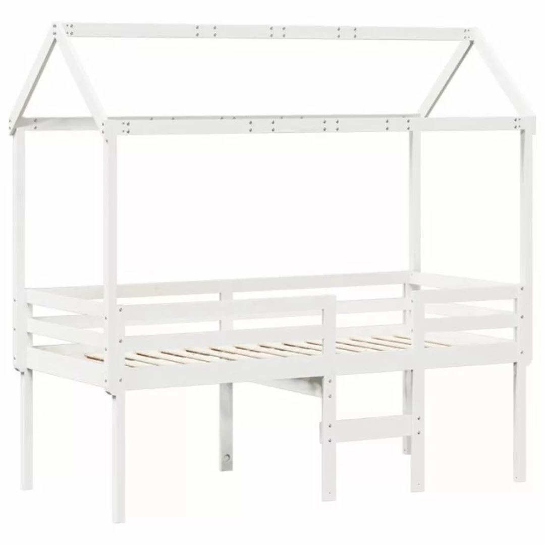 vidaXL Bett Hochbett mit Dach Weiß 75x190 cm Massivholz Kiefer günstig online kaufen