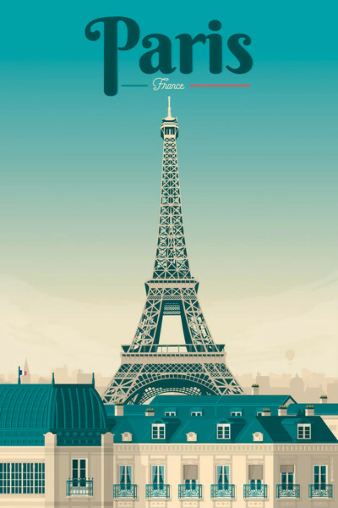 Poster / Leinwandbild - Eiffelturm Paris Vintage Travel Wandbild günstig online kaufen