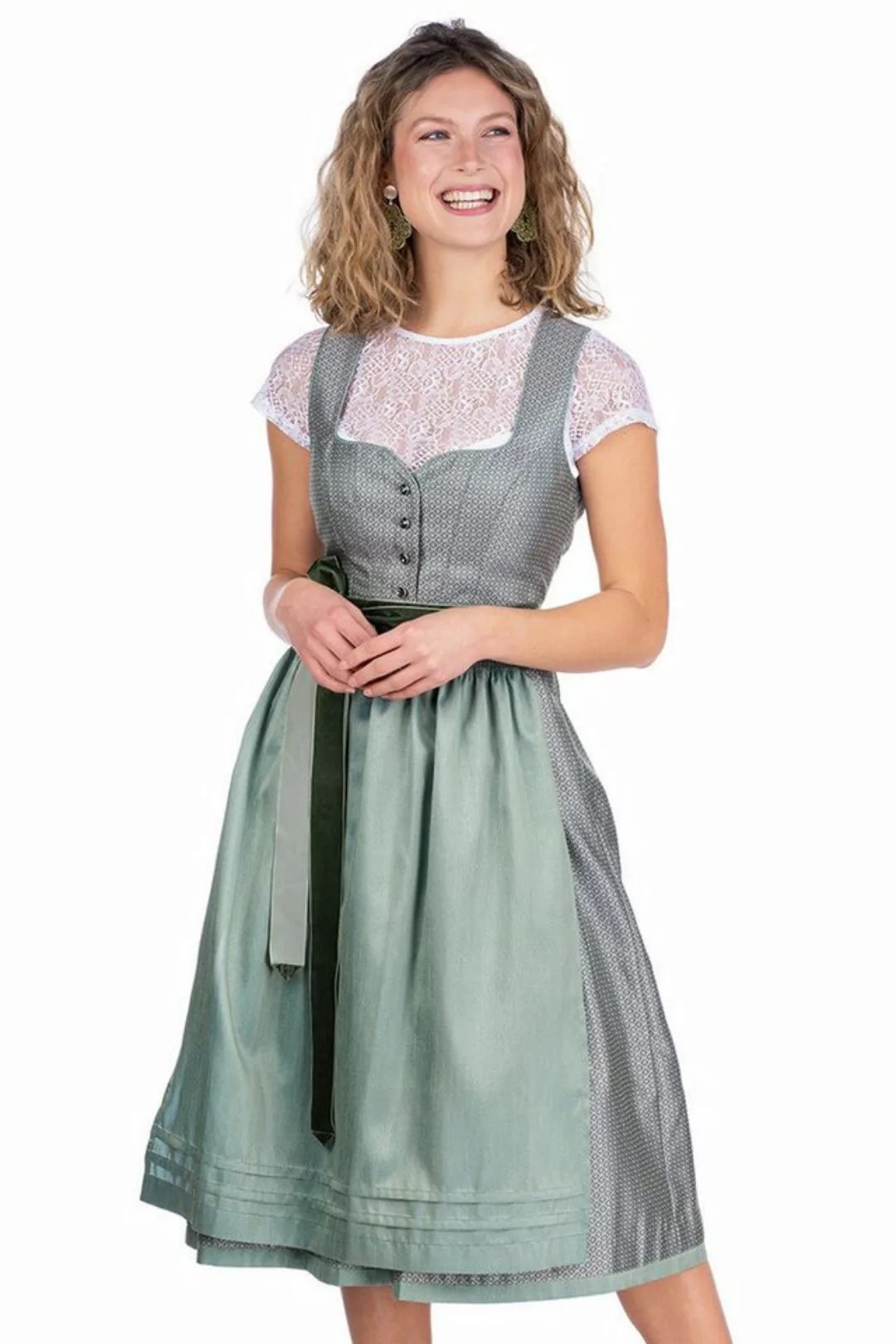 Spieth & Wensky Dirndl Midi Dirndl 2tlg. - DEICH - oliv/farn günstig online kaufen