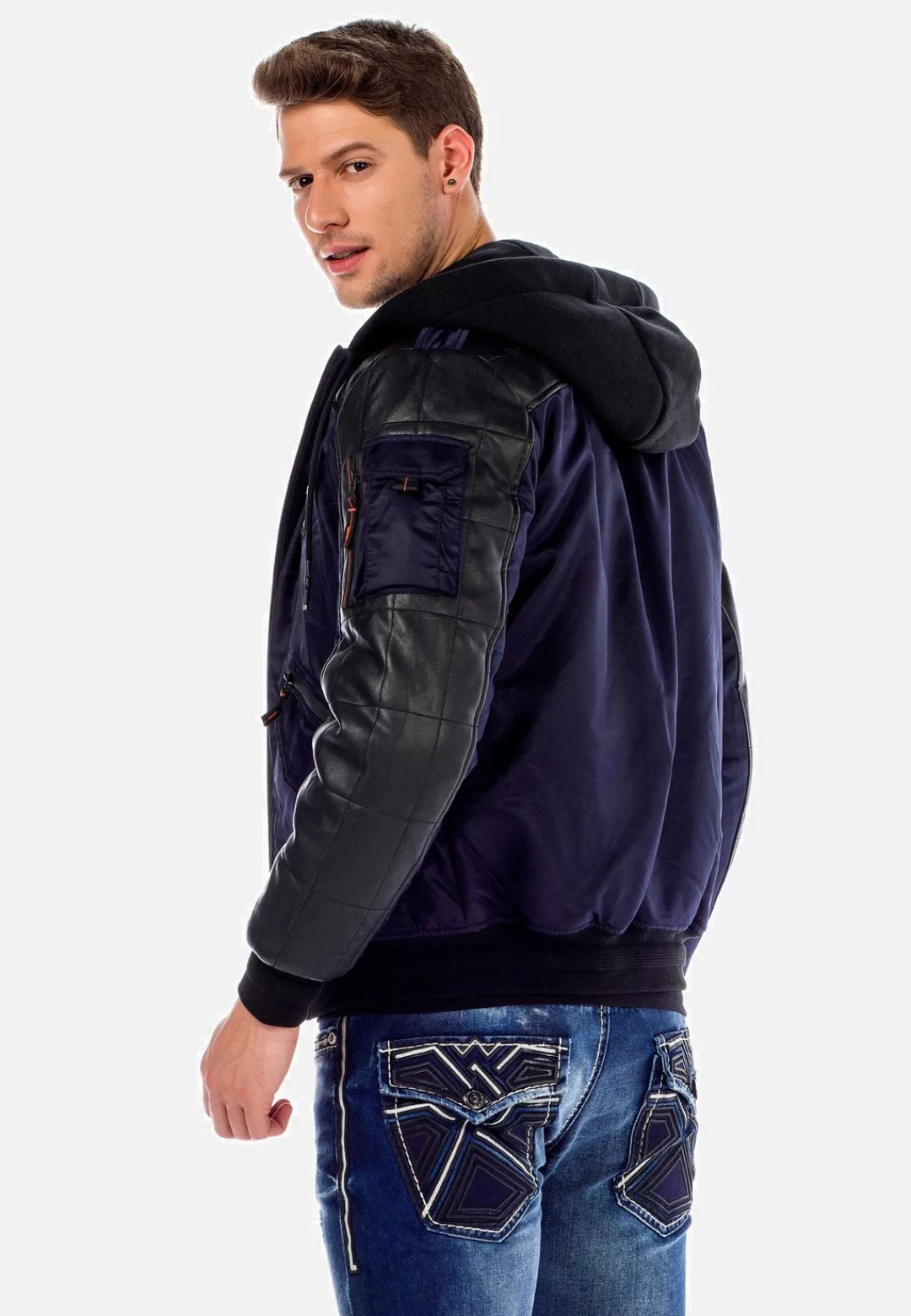 Cipo & Baxx Bomberjacke "Jacke", mit Kapuze, mit abnehmbarer Kapuze, CM-134 günstig online kaufen