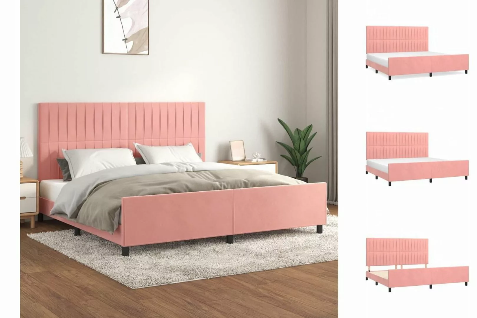 vidaXL Bettgestell Bettrahmen mit Kopfteil Rosa 200x200 cm Samt Bett Bettge günstig online kaufen