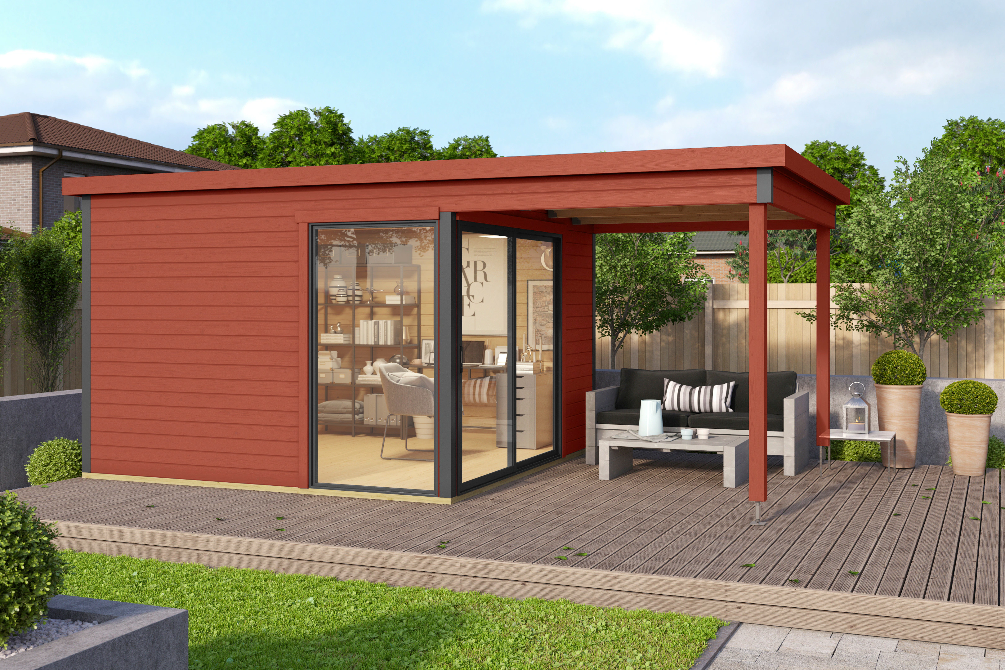 LASITA MAJA Gartenhaus "Domeo 2, Schwedenrot", (Set), mit Dachverlängerung günstig online kaufen