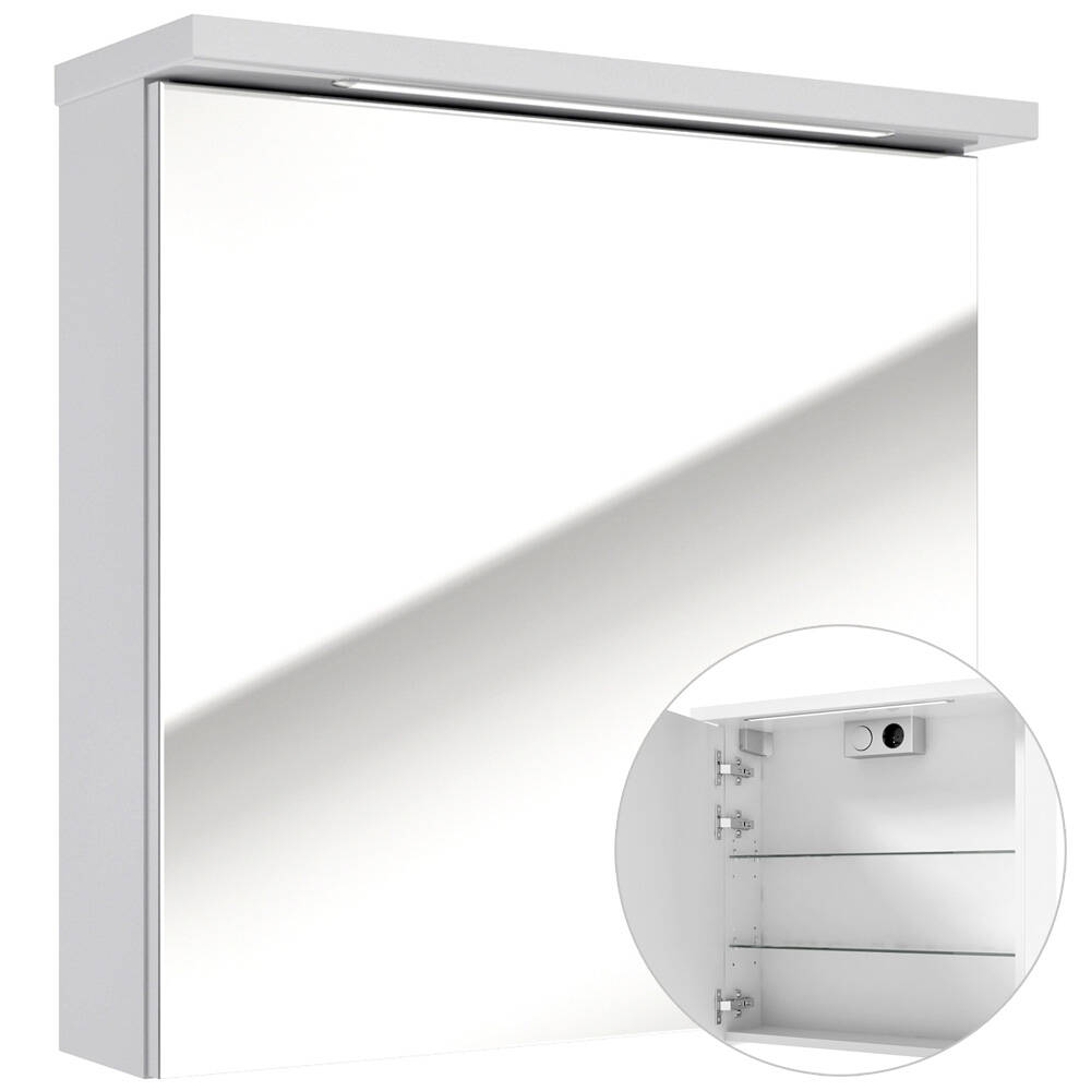 Lomadox LED-Spiegelschrank 61 cm weiß SOFIA-107 Hochglanz lackiert, inkl. L günstig online kaufen