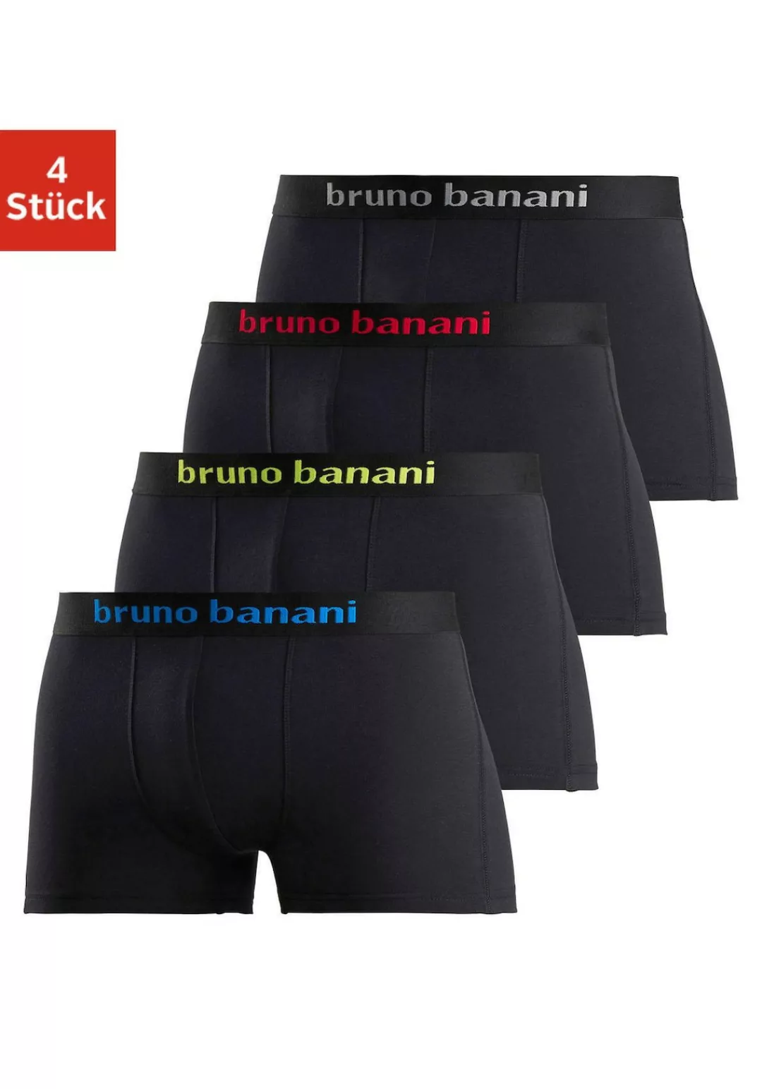 Bruno Banani Boxer, (Packung, 4 St.), mit farbigen Marken-Schriftzug am Bün günstig online kaufen