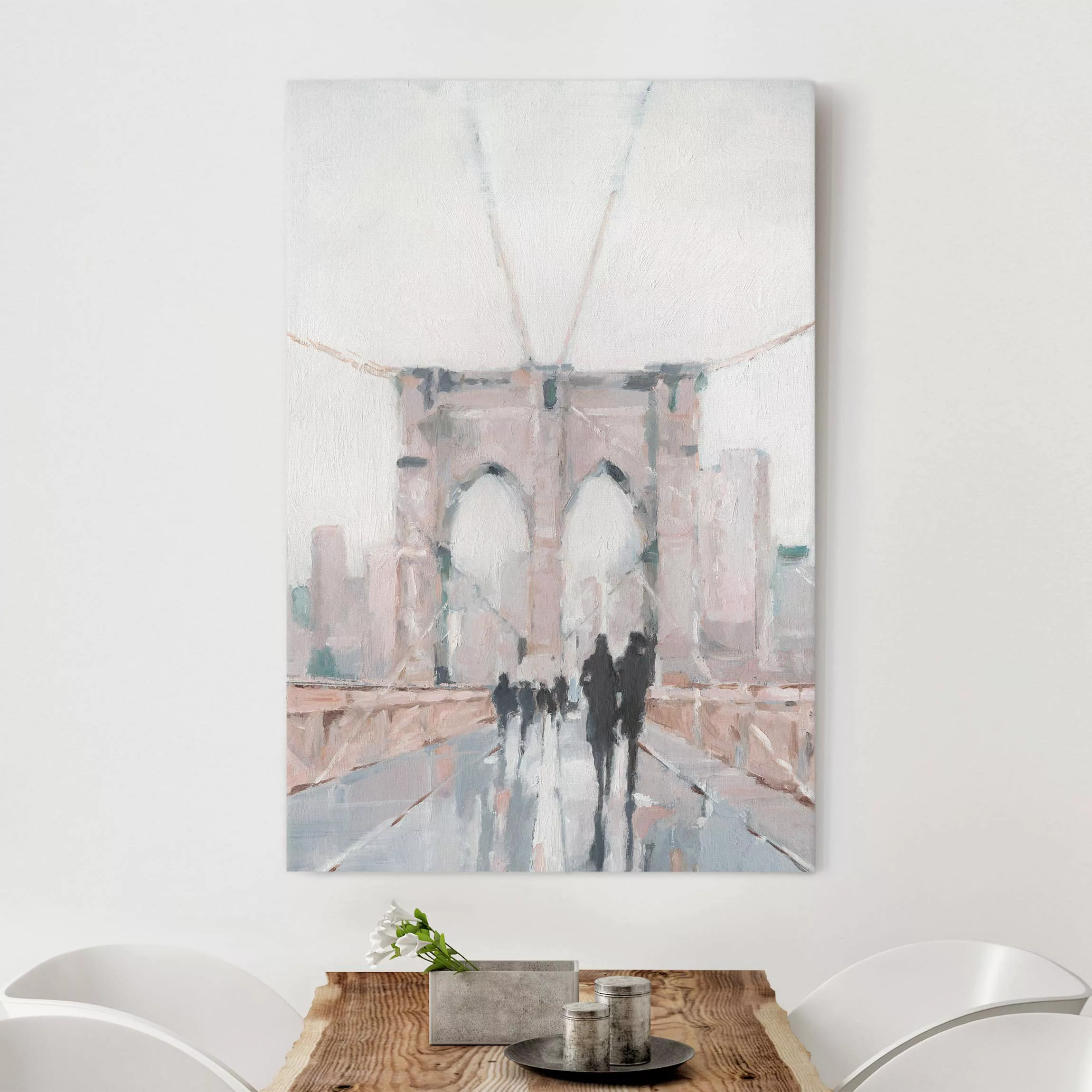 Leinwandbild Architektur & Skyline - Hochformat Spaziergang am Morgen I günstig online kaufen