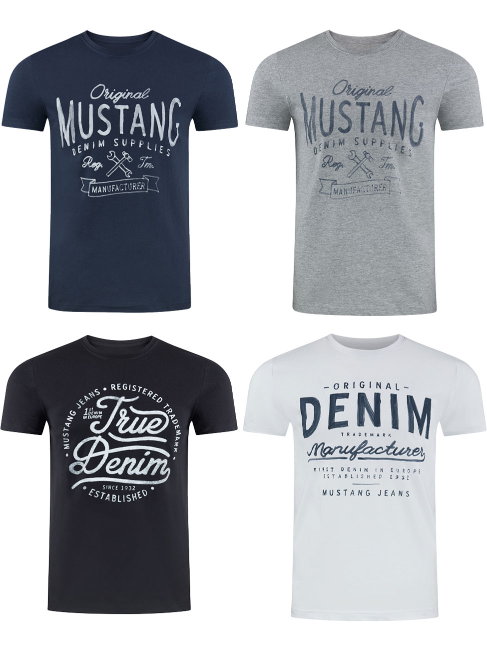 Mustang Herren T-Shirt Mustang Mehrfarbig Rundhals Regular Fit S bis 6XL 4e günstig online kaufen