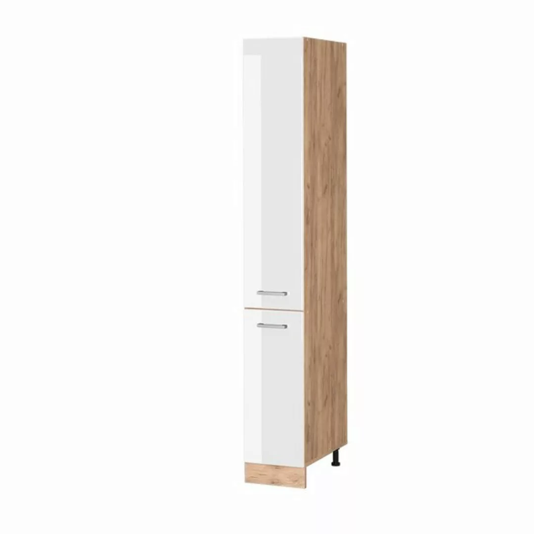 Vicco Hochschrank R-Line, Weiß Hochglanz/Goldkraft Eiche, 30 cm günstig online kaufen