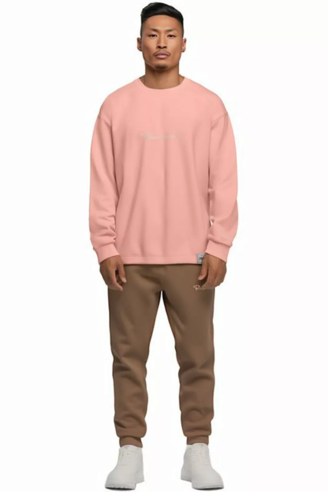 Reichstadt Longsleeve Oversize Langarm Shirt 23RS042 Old Pink XS mit Stitch günstig online kaufen