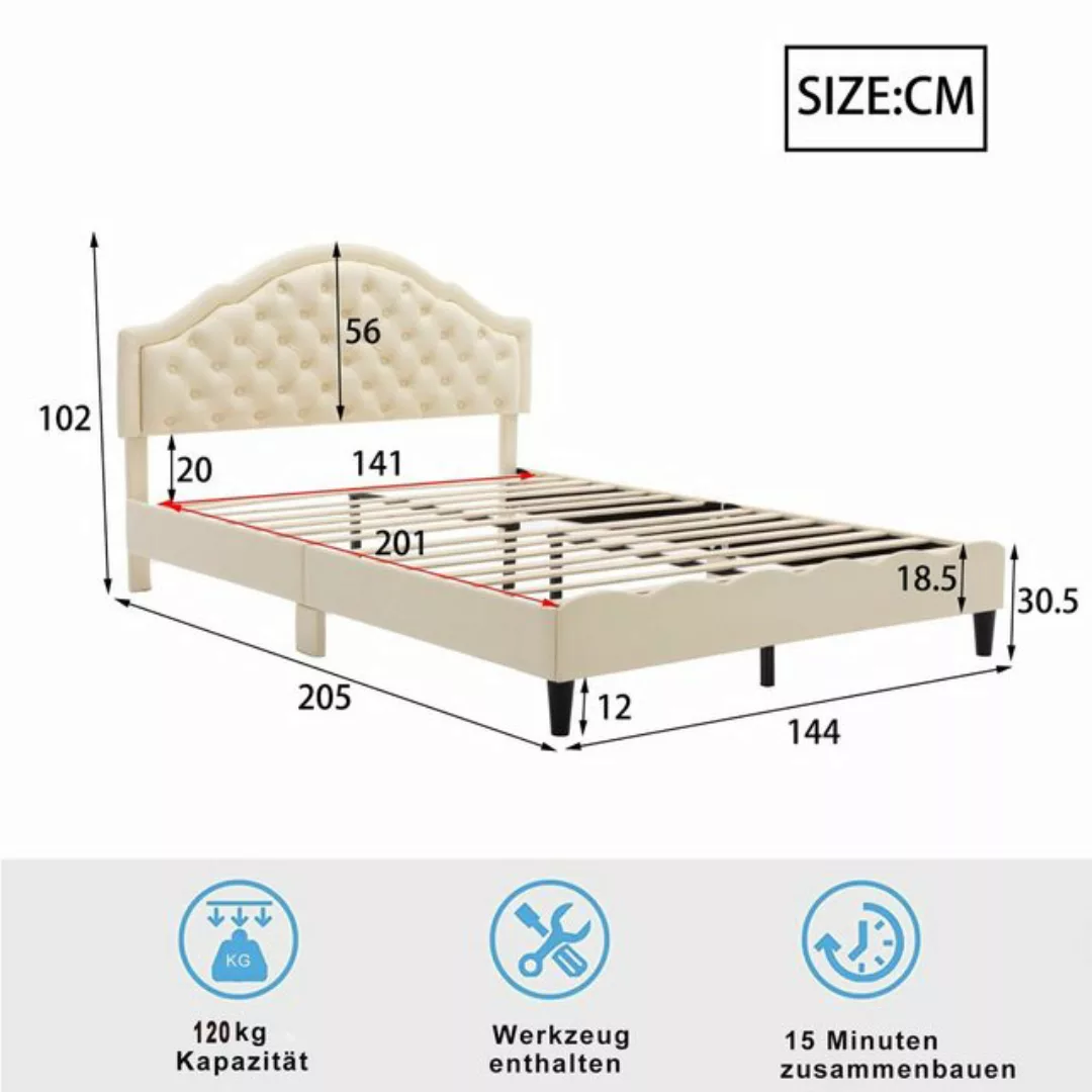 HAUSS SPLOE Polsterbett 140 x 200 cm mit mit Lattenrost mit Rückenlehne aus günstig online kaufen