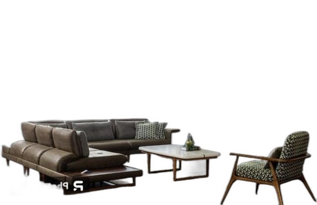 Xlmoebel Ecksofa Luxus Wohnzimmer Set L-Form Sofa und Sessel Textil Neu, He günstig online kaufen