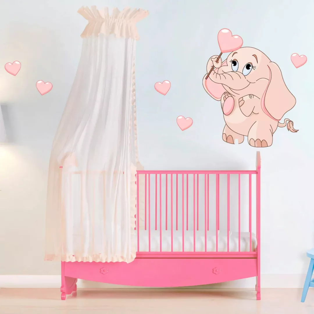 Wall-Art Wandtattoo »Elefantenbaby mit Herzen + Leuchtsticker«, selbstklebe günstig online kaufen