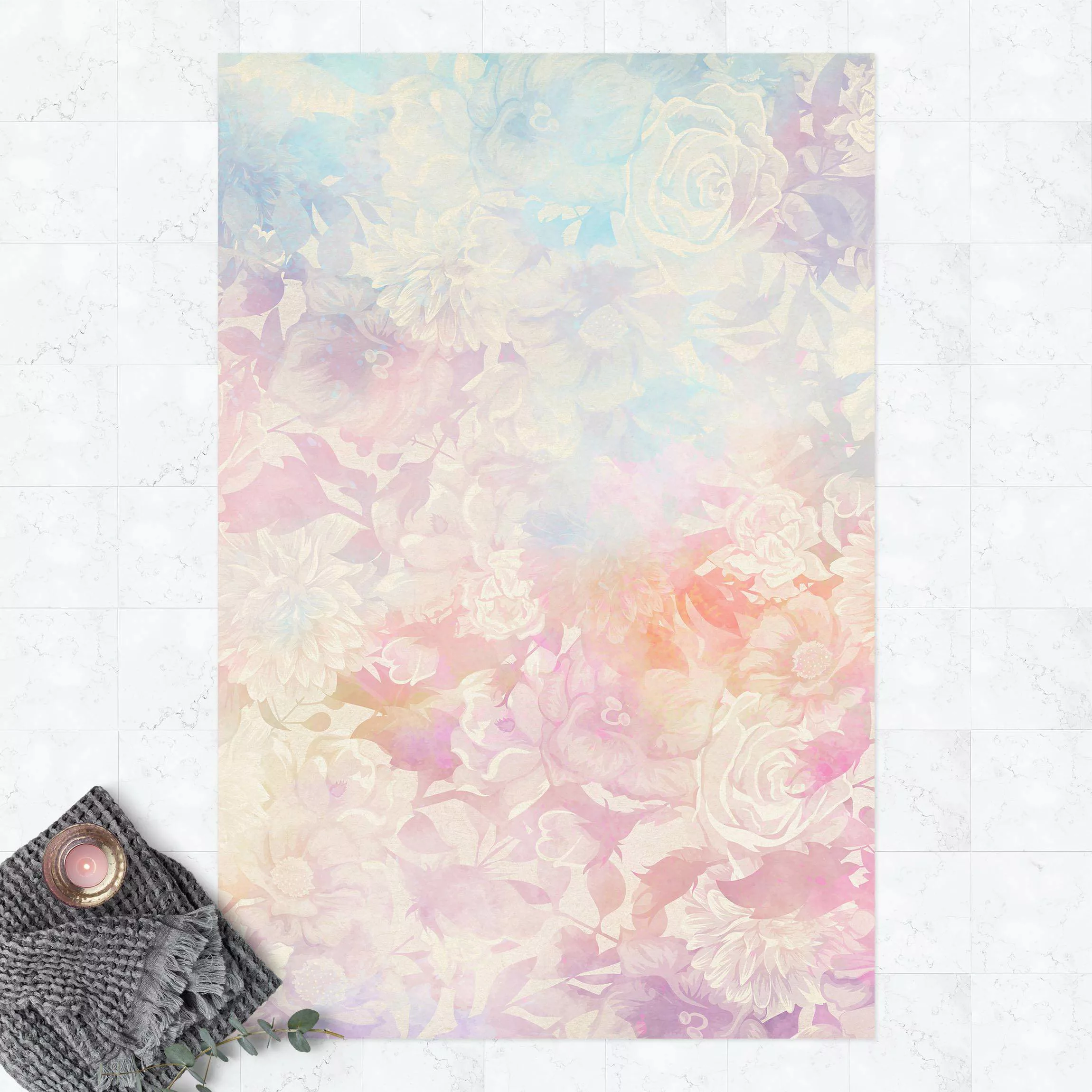 Vinyl-Teppich Zarter Blütentraum in Pastell günstig online kaufen