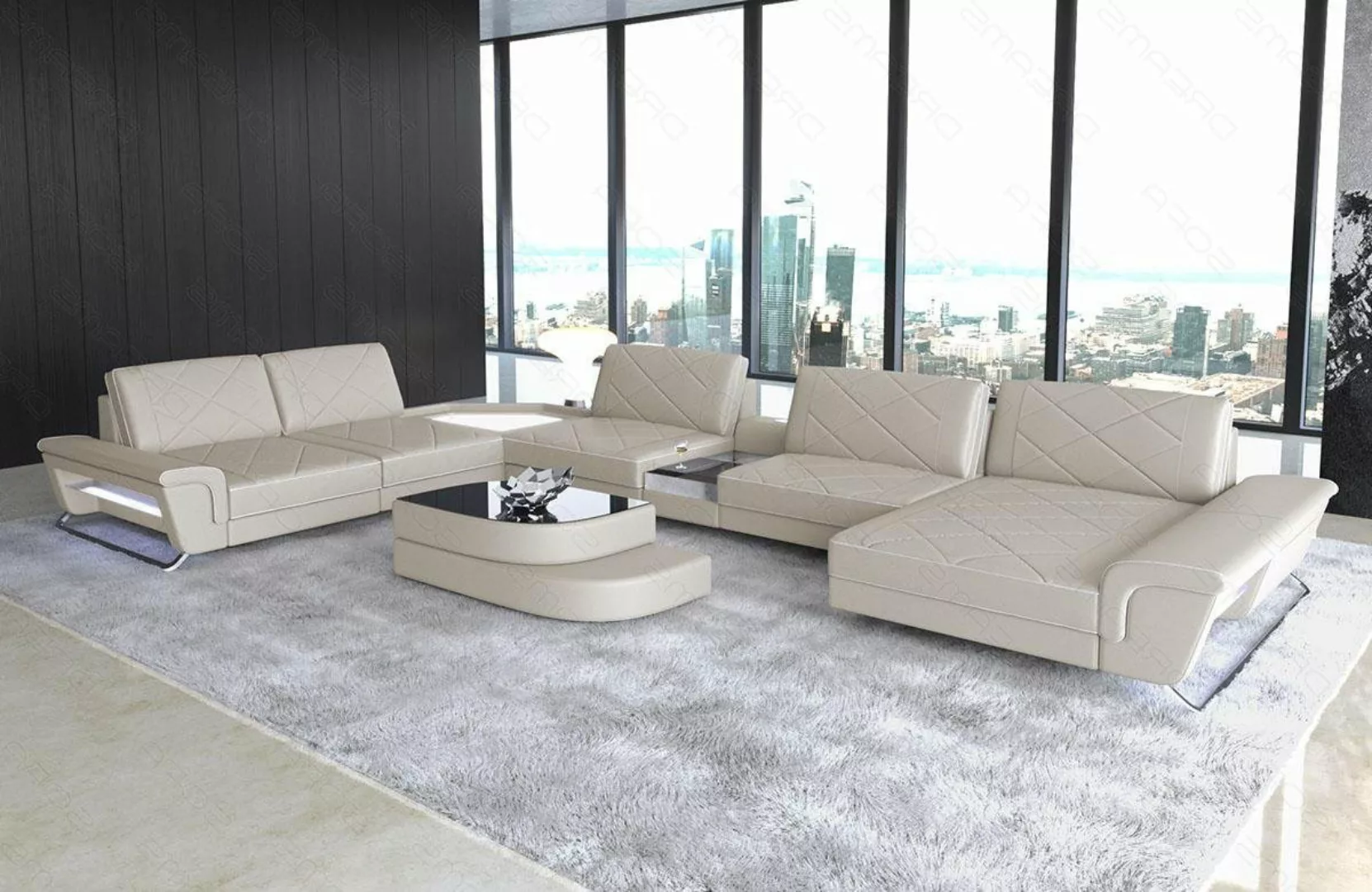 Sofa Dreams Wohnlandschaft Ledersofa Couch Ferrara XXL Leder Sofa mit günstig online kaufen