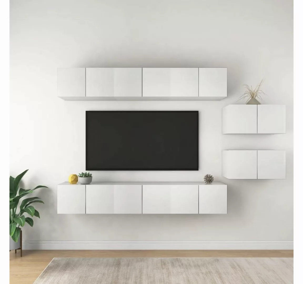 vidaXL TV-Schrank TV-Schränke 8 Stk Weiß Spanplatte Lowboard Lowboard günstig online kaufen