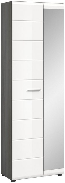 xonox.home Garderobenschrank in Rauchsilber / Weiß Hochglanz - 60x192x37cm günstig online kaufen