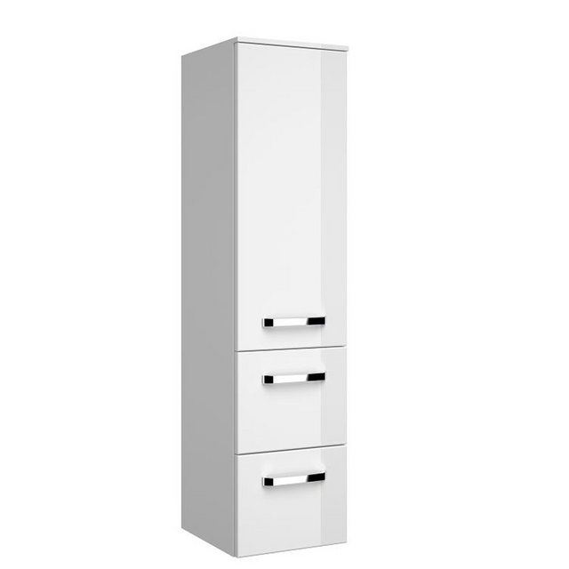 Lomadox Badezimmer Midischrank FES-4010-66 in weiß glänzend mit 2 Schublade günstig online kaufen