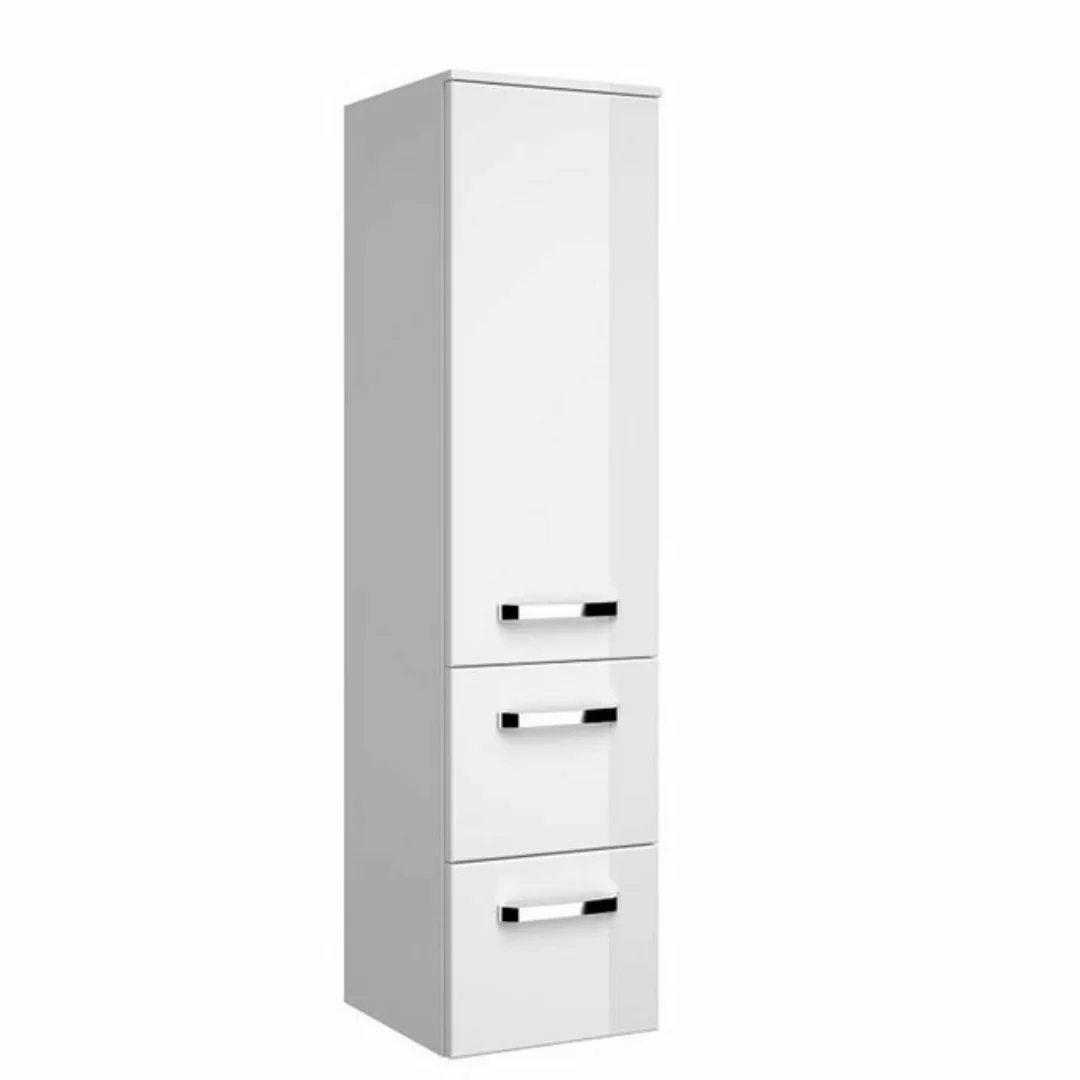 Badezimmer Midischrank FES-4010-66 in weiß glänzend mit 2 Schubladen - B/H/ günstig online kaufen