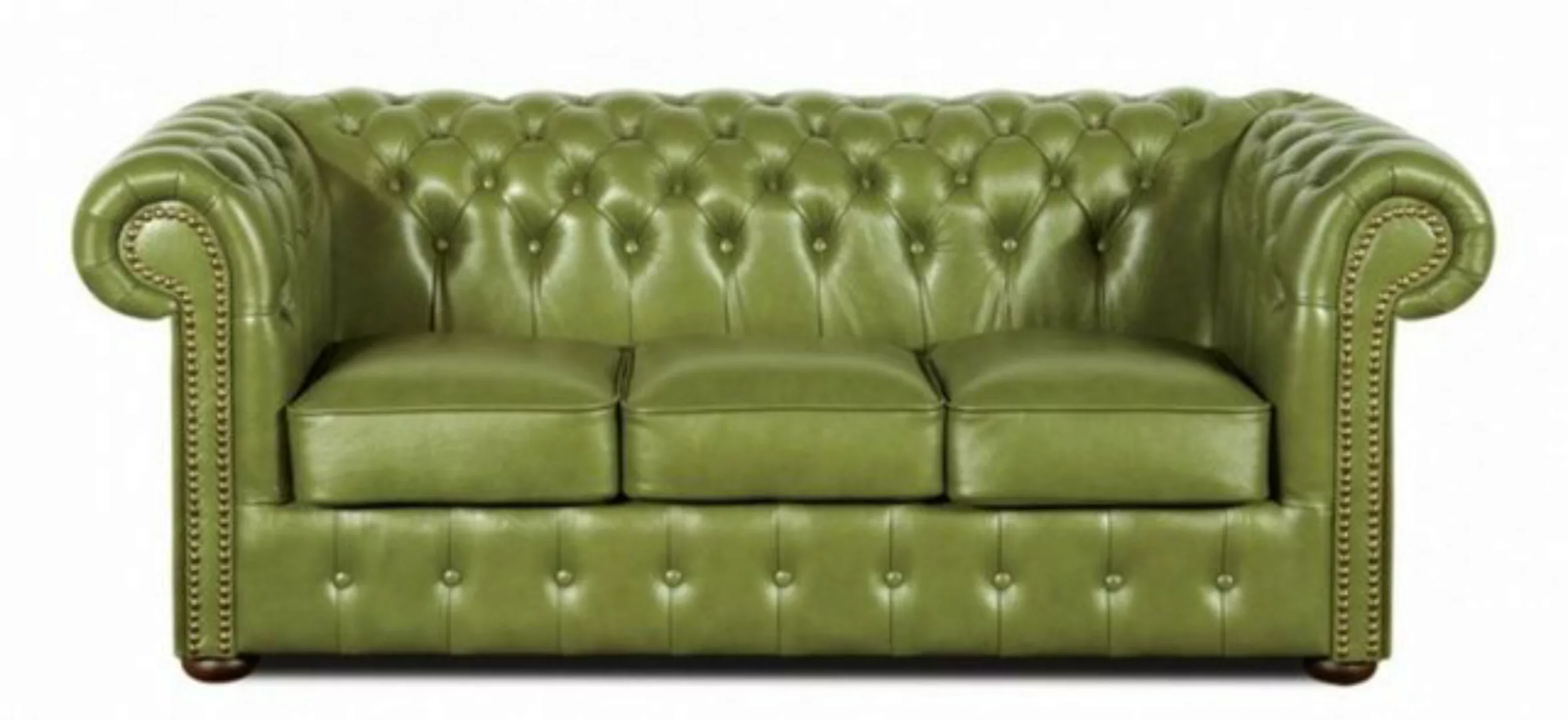 Casa Padrino 3-Sitzer Echtleder 3er Sofa Grün 200 x 90 x H. 78 cm - Luxus C günstig online kaufen
