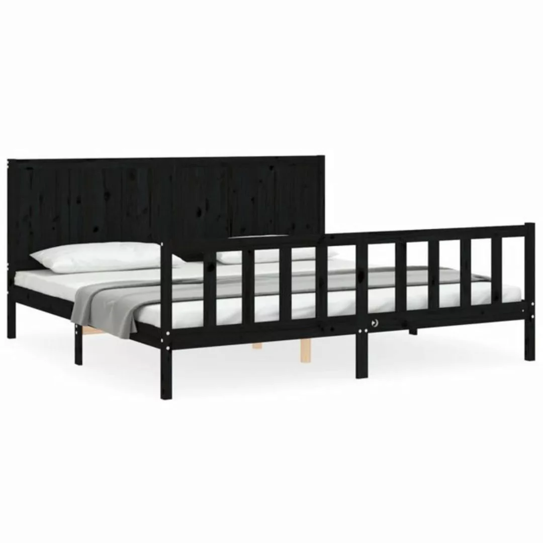 furnicato Bett Massivholzbett mit Kopfteil Schwarz 200x200 cm günstig online kaufen