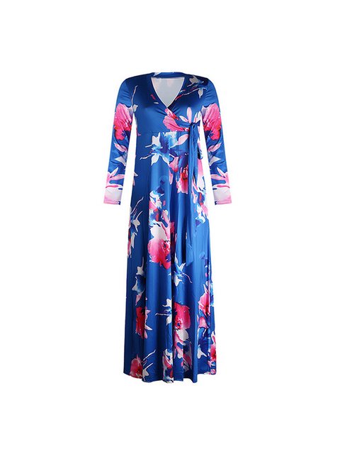 KIKI 2-in-1-Kleid Slim-Fit-Kleid mit V-Ausschnitt Ausschnitt und Blumendruc günstig online kaufen