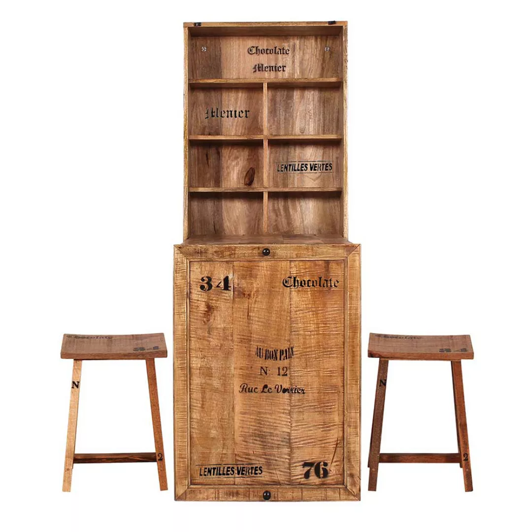 Wandtisch und Hocker aus Mangobaum Recyclingholz klappbarer Tischplatte (dr günstig online kaufen