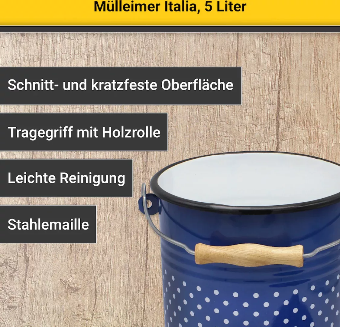 Krüger Mülleimer »Emaille Mülleimer mit Deckel«, schnitt- / kratzfeste Ober günstig online kaufen