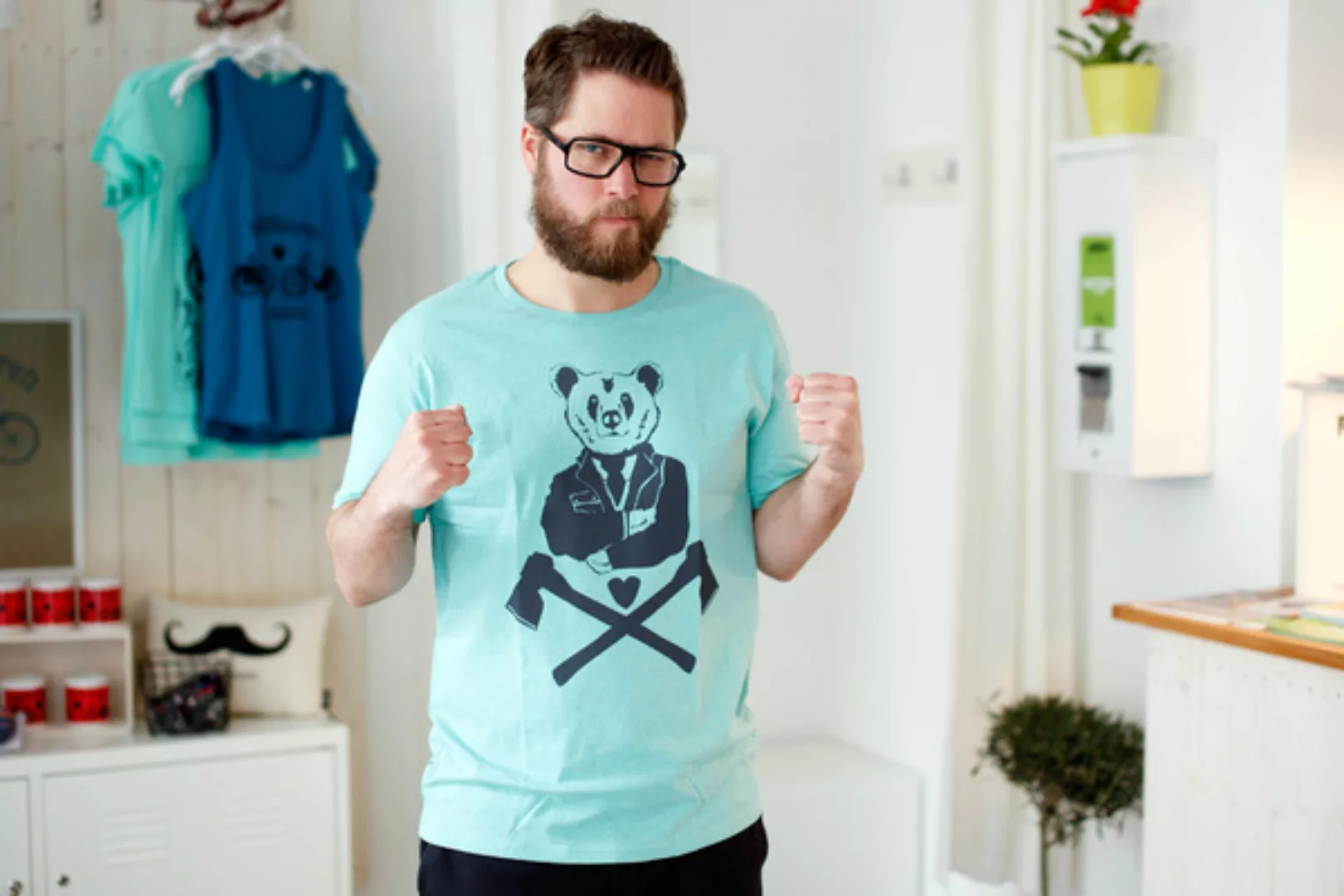 T-shirt "Bär" Bruno - Fair Wear T-shirt - Heather Mint günstig online kaufen