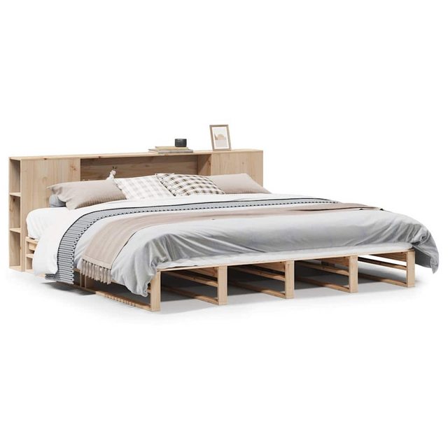 vidaXL Bett, Massivholzbett mit Regal ohne Matratze 200x200 cm Massivholz günstig online kaufen