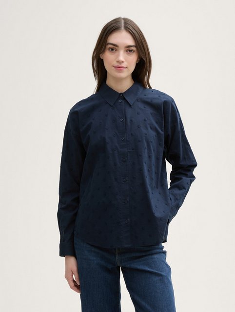 TOM TAILOR Denim Langarmbluse Bluse mit gepunkteter Struktur günstig online kaufen