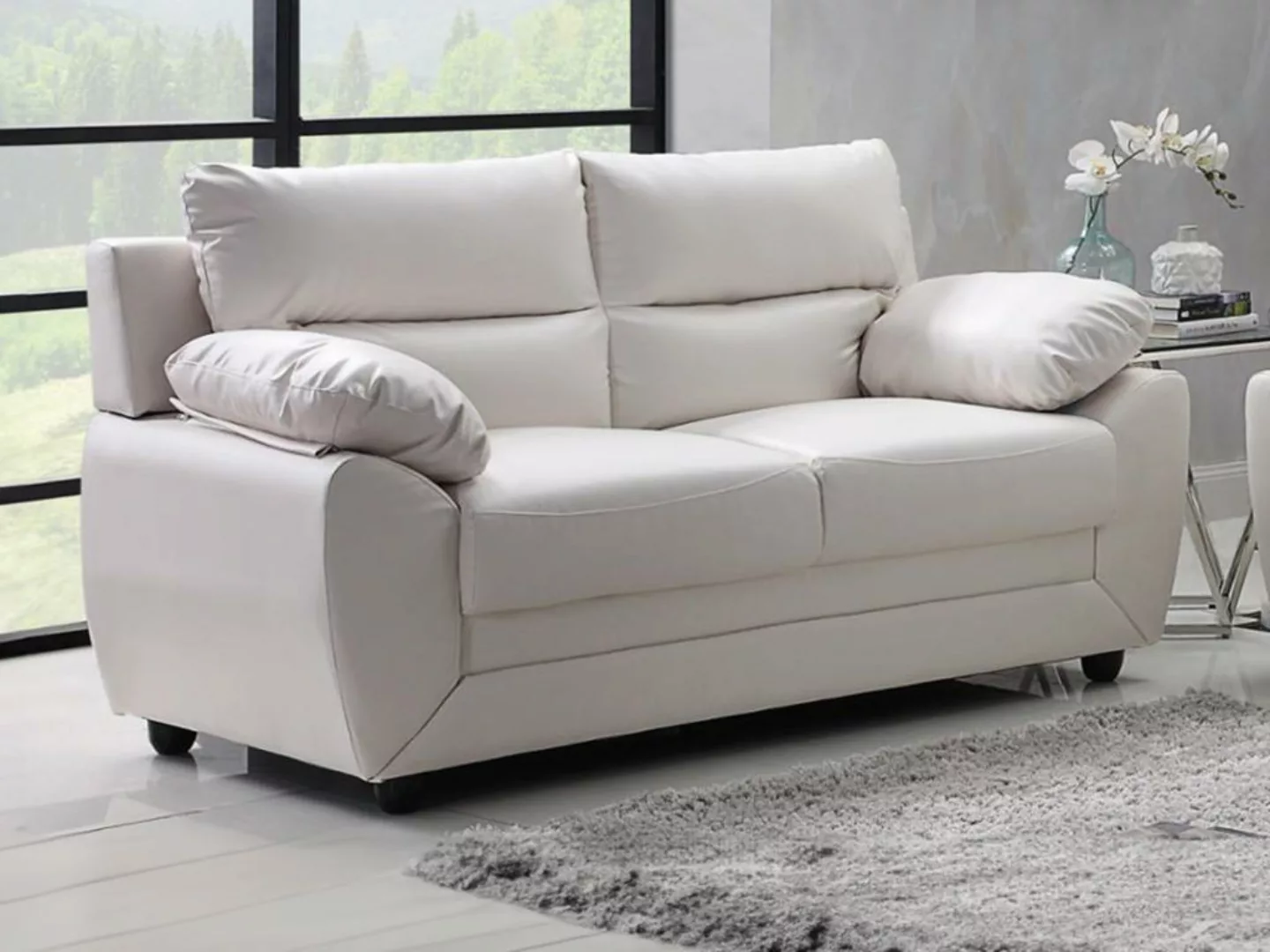Sofa 2-Sitzer - Kunstleder - Weiß - MANOA günstig online kaufen