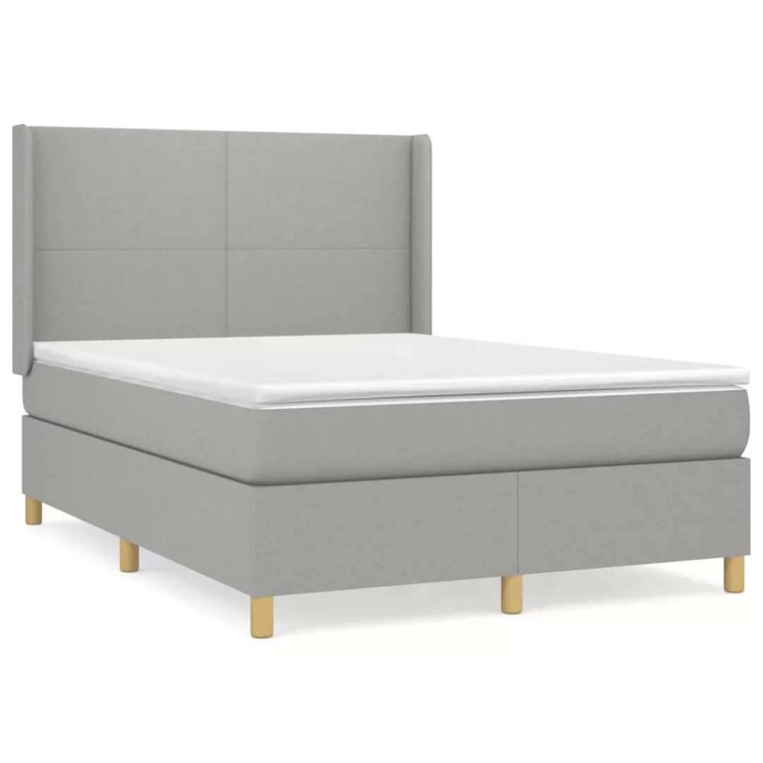 Vidaxl Boxspringbett Mit Matratze Hellgrau 140x200 Cm Stoff günstig online kaufen