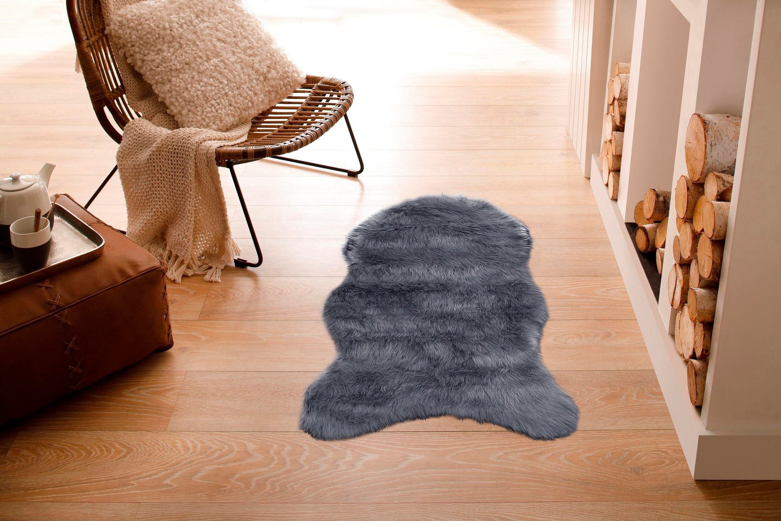 my home Hochflor-Teppich Valeria Fellteppich kuschelig, günstig online kaufen