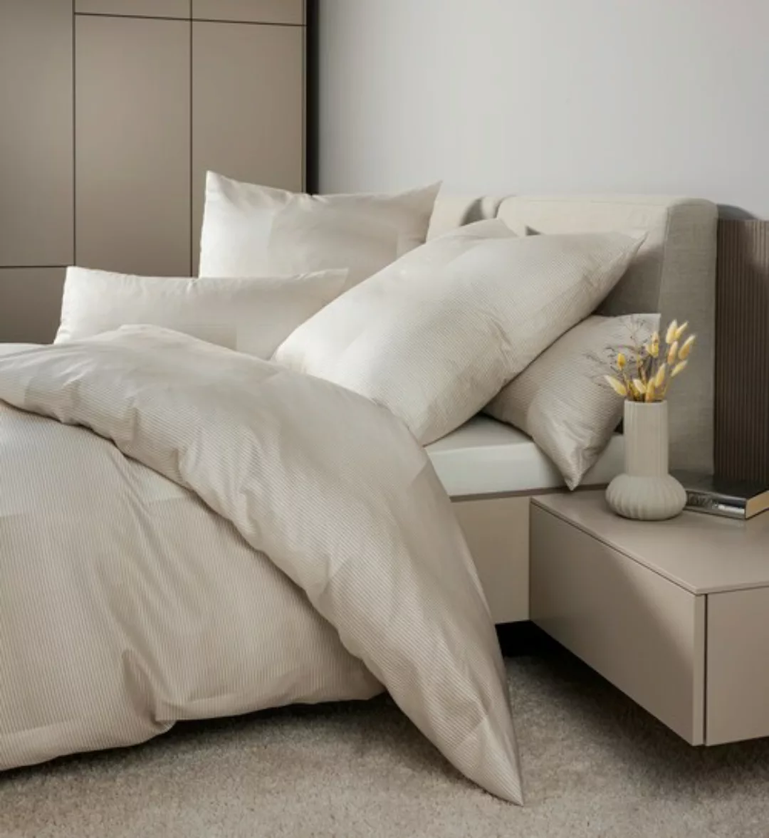 Janine Janine Mako-Satin Bettwäsche MILANO 45105 beige Größe:  155x220 cm + günstig online kaufen