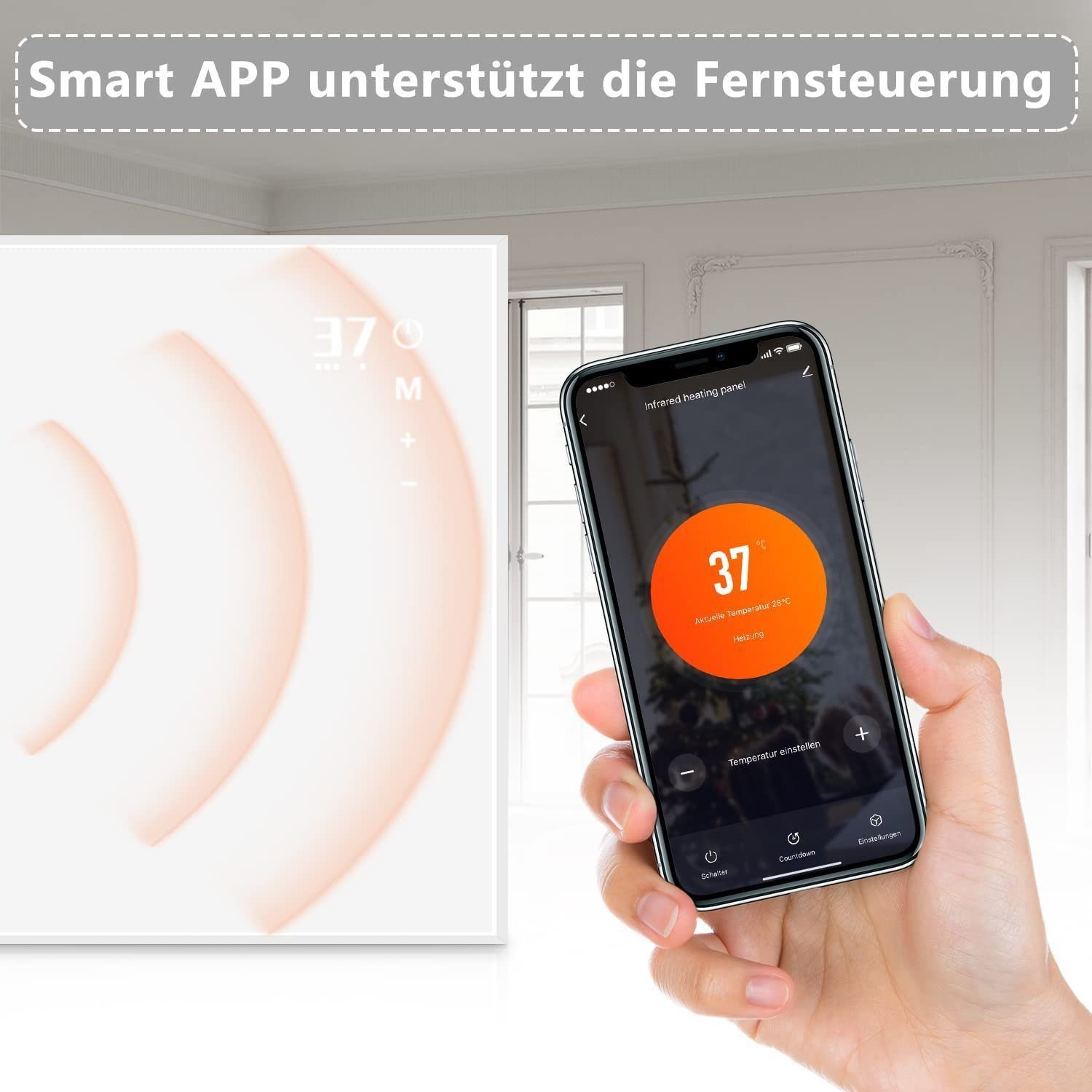 Nettlife Infrarotheizung thermostat 450/600/720W Wandmontage Infrarot günstig online kaufen