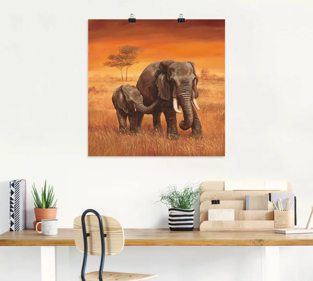 Artland Wandbild »Elefanten II«, Wildtiere, (1 St.), als Alubild, Outdoorbi günstig online kaufen